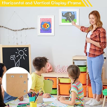 3-Pack White Kids Art Frames - 10x12.5 with Mat, 8.5x11 Without Mat, Changeable Front Opening, Holds Drawings, Crafts, Artwork