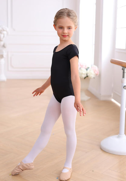 Mecceos Dance Ballet Leotards Basic Short Sleeve for Girls Toddler Gymnastics Outfit Bodysuit.