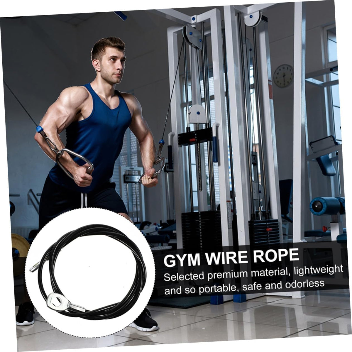 2pcs Straight Bar Cable Attachment for Gym Pulley System Sturdy Pu Cover Replacement Cable