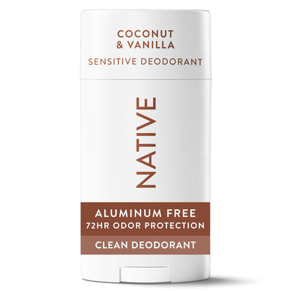 Native Sensitive Deodorant Contains Naturally Derived Ingredients, 72 Hour Odor Control | Deodorant for Women & Men, Aluminum Free with Baking Soda, Coconut Oil and Shea Butter, Coconut & Vanilla