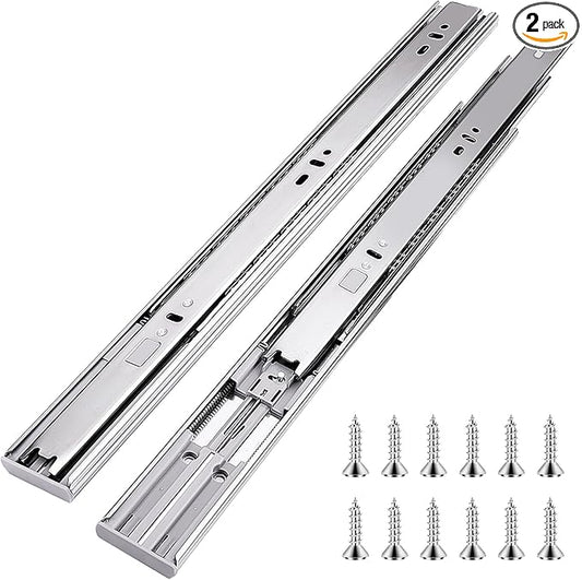 10 inch Drawer Slides 1 Pairs (2pcs) Soft Self Close Full Extension Ball Bearing Drawer Rails Side Mount Metal Dresser Runners for File Cabinet Trash Can Kitchen Wardrobe Glides 10" 100 LB Capacity
