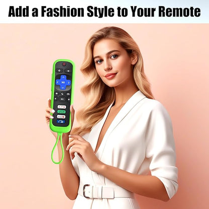 Silicone Protective Case for Roku Remote, Pack of 3 Universal Battery Cover Skin Sleeve Compatible with Roku Smart TV Steaming Stick Remote Controls (BluePinkGreen)