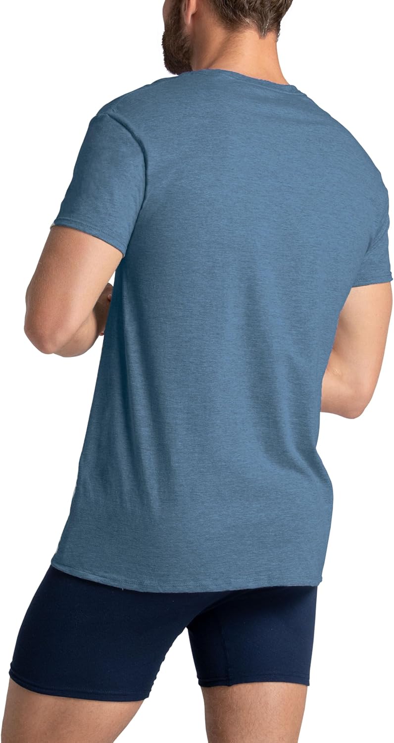 3XL Fruit of The Loom Mens Pocket Tee Undershirts, Moisture Wicking & Tag Free, Short Sleeve Pocket T-Shirts