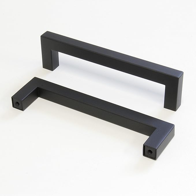 RCH Hardware HD-SS128-128 Hollow Stainless Steel Modern Cabinet Drawer Handle Pull, 5 1/16 Inch, Black (2 Pack)