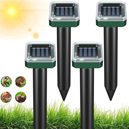 4 Pack Mole Repellent Solar Powered, Waterproof Vole Chipmunk Repellent Outdoor,Ultrasonic Gopher Mole Repellent for Lawn Garden, Mole Deterrent,Groundhog Repeller, Snake