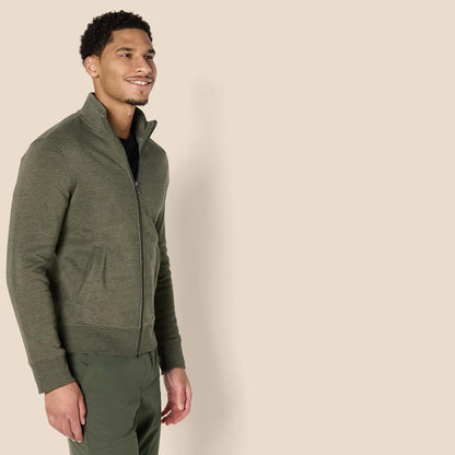 Essentials Men's Fleece Zip Up Mock Neck Sweatshirt, Midweight, Regular Fit.