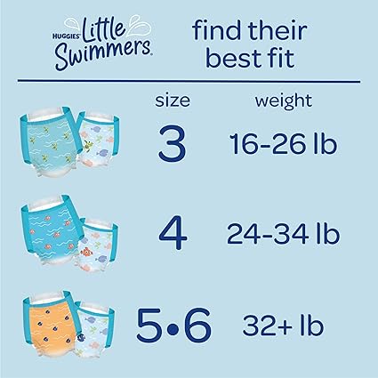 Swim Diapers Size 3, Huggies Little Swimmers Disposable Swimming Diapers, Small, 20 Ct