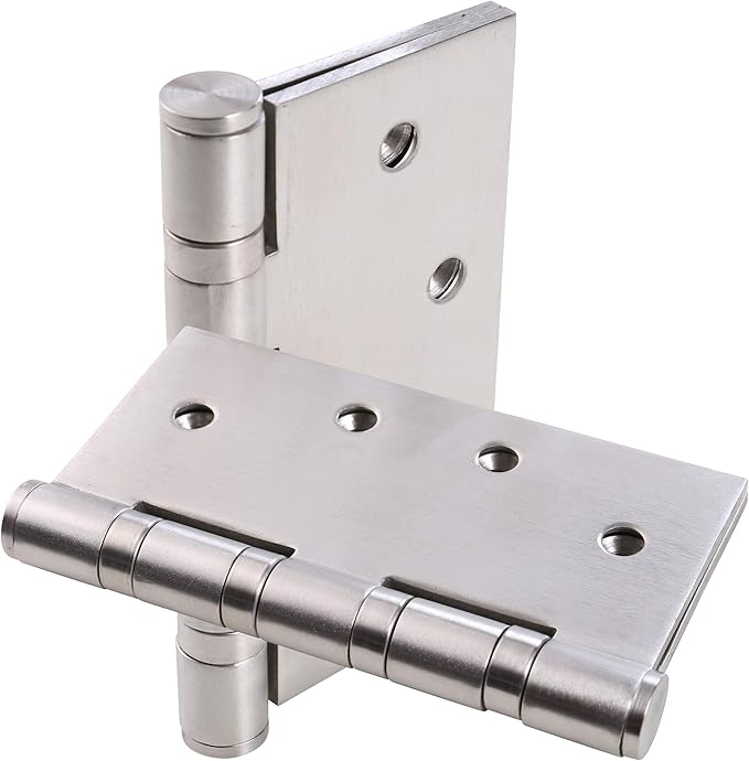 UHPPOTE Stainless Steel Door Hinges 4inches x 4inches with Soft Close Ball Bearing - Squared Conners - Brushed Finish (Pack of 2)
