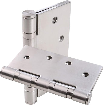 UHPPOTE Stainless Steel Door Hinges 4inches x 4inches with Soft Close Ball Bearing - Squared Conners - Brushed Finish (Pack of 2)