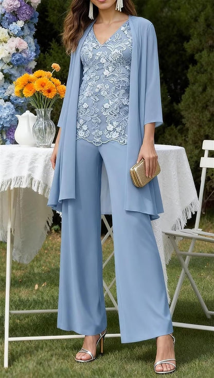 3 Pieces Mother of Bride Pant Suits with Jacket for Wedding Dressy Petite Mother of Groom Formal Outfits