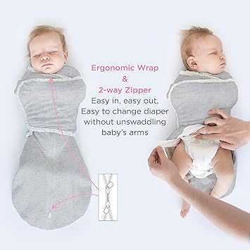 SwaddleDesigns 6-way Omni Swaddle Sack Arms Up Swaddle for Newborn, More Options to Calm Startle Reflex, Improves Sleep, Easy Transition Baby Sleep Sack, Small, 0-3 month, Heathered Gray