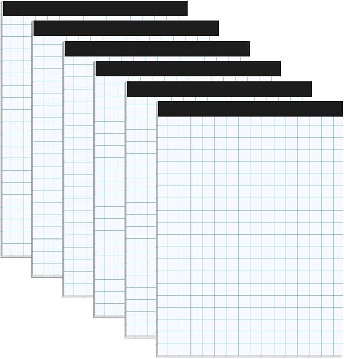Honoson 6 Pack Graph Paper Pads 8.5 x 11 Inch 2x2 (2 Squares Per Inch) 55 Sheets/Pack Grid Notebook Math Graph Paper Pad White 80 Gsm Engineering Blueprint Notebook for Office Business Supplies