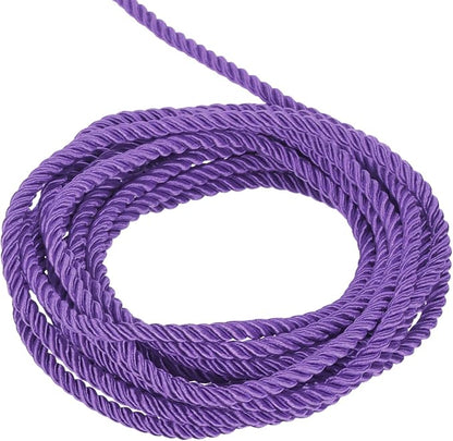 MECCANIXITY Twisted Cord Trim, 5 Yard 5mm 3-Ply Twine Braided Rope Shiny Thread String for Craft Gift Bag Curtain Christmas Decor, Deep Purple - 5m