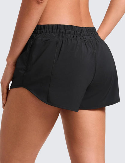 XXL, CRZ YOGA Low Waisted Running Shorts for Women 2.5" - Mesh Liner Quick Dry for Workout Sport Athletic with Zipper Pocket Black XXL