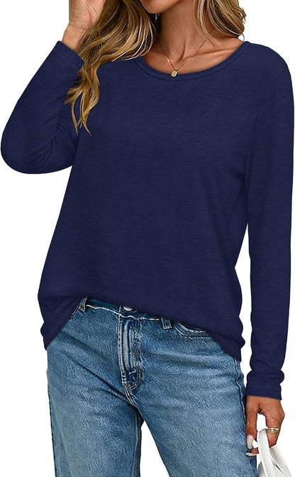 Women's Long Sleeve Crew Neck Loose Fit Tunic Top