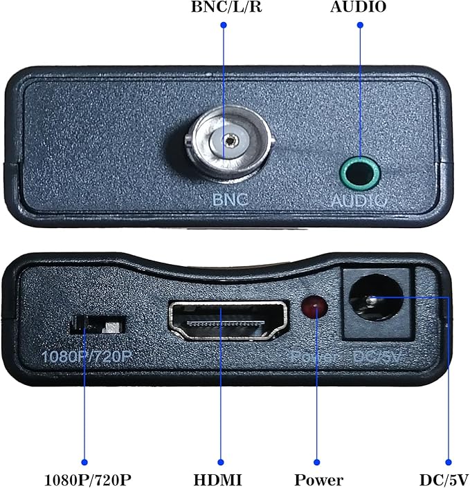 Coax to Hdmi Adapter,BNC to HDMI Converter,CVBS PAL/NTSC BNC to HDMI,720P/1080P Video Adapter HDCP Hook Security Camera CCTV DVRs Surveillance CVR to HDTV,Monitor and Projectors