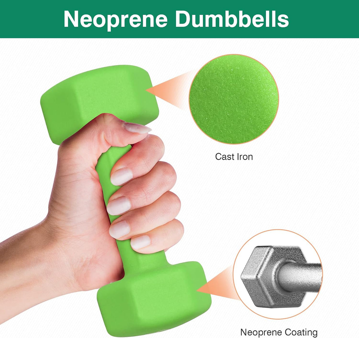 Dumbbell Hand Weight Pairs Ц Neoprene Dumbbell Exercise & Fitness For Home Gym Equipment and Adjustable Dumbbell SetsЦNon-Slip, Color Coded Hex Shaped Free Weights For Women, Men