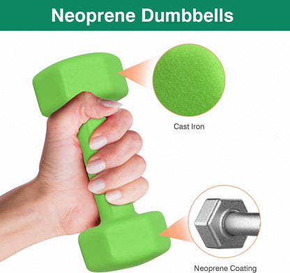 Dumbbell Hand Weight Pairs Ц Neoprene Dumbbell Exercise & Fitness For Home Gym Equipment and Adjustable Dumbbell SetsЦNon-Slip, Color Coded Hex Shaped Free Weights For Women, Men