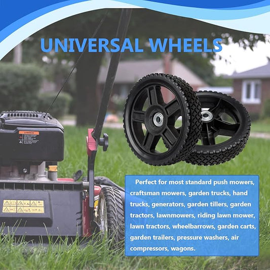 8 Inch Lawn Mower Wheels Wheel kits with Bolts  Nuts - Set of 2 Push Mower Plastic Wheels Fits Craftsman Mower Generator Garden Tiller Most Standard Lawn Mowers (81.75'')