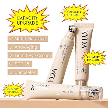 KYDA Mineral Sunscreen Eye Cream, 3-in-1 Anti-Aging Eye Cream, SPF 35, for Dark Circle and Fine Lines, Medium