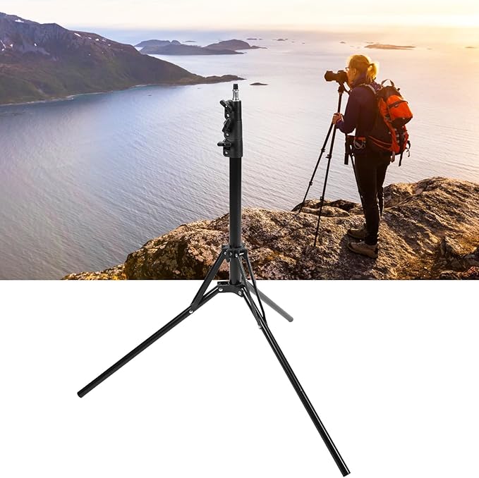 Light Photography Tripod Stand, 2M Thickened Reverse Fold Aluminum Light Stand, Portable Three Legged Stand for Softbox Flash LED Photography Lights Cameras