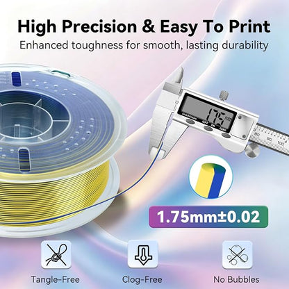 Kingroon PLA 3D Printer Filament, Silk PLA Filament, (1kg Silk Yellow Blue Green)