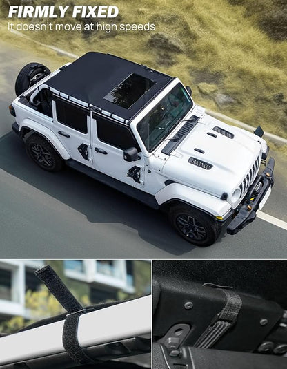 JOYTUTUS Sun Shade Top Compatible with Wrangler JLU 4 Door 2018-2023, Waterproof Canvas Roof Top Cover Wrangler JL Sunshade Blocks Rain, UV, Wind, Noise