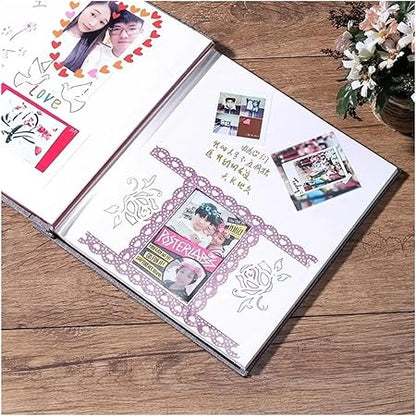 Linen Self-Adhesive DIY Photo Album Album Adhesive Commemorative Photo Album(Yellow)