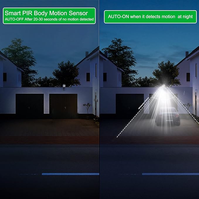 Motion Sensor Outdoor Lights, Battery Motion Sensor Light Outdoor, 6000K LED Spotlight Outdoor, 8W 600 LM Security Lights for Outside Garage and Yard, 1 Pack