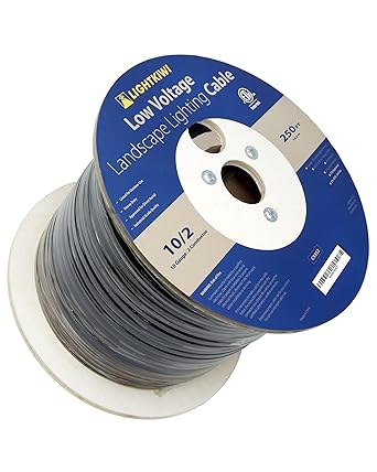 Lightkiwi 102 Direct Burial Wire for Low Voltage Landscape Lighting - 250 Feet - Outdoor Underground Stranded Cable for Spotlight, Pathway Lighting,Speaker - Weatherproof, ETL Listed