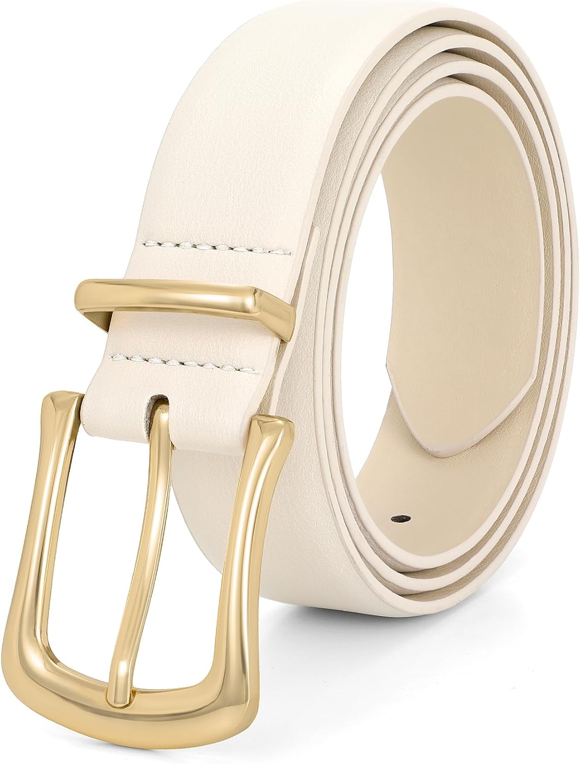 Women's Leather Belt for Jeans Pants Fashion Ladies Dress Belt Waist Belt with Gold Buckle