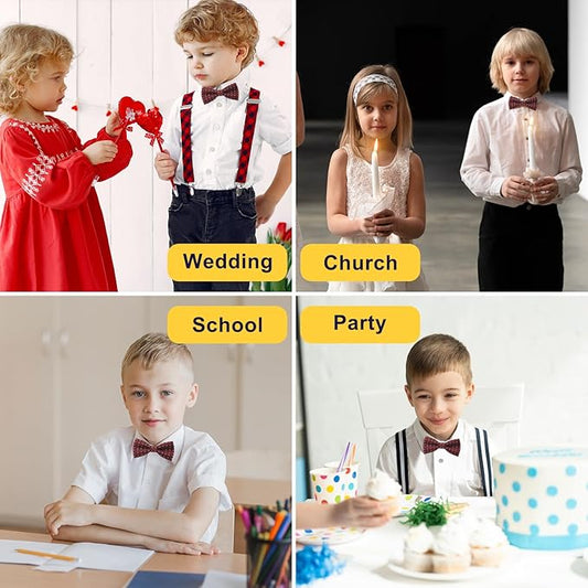 Boys Bow Tie Pre-Tied Adjustable Kids Bow Ties Stripe Toddler Bow Tie for Boys Girls Kids Toddler Baby