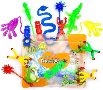 DoDoMagxanadu 14 Pack Assorted Stretchy Sticky Toy KidsParty Favor Packs, Stretchy Sticky Hand Basket Fillers Novelty Fidget Toy Stocking Stuffers for Boys and Girls