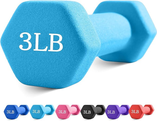 Portzon Weights Dumbbells with Neoprene Coating?Single?, 1LB-3LB Anti-Roll, Anti-Slip, Hexagonal Home Fitness Equipment for Shoulder, Neck, and Hand Training for Seniors over 55 old