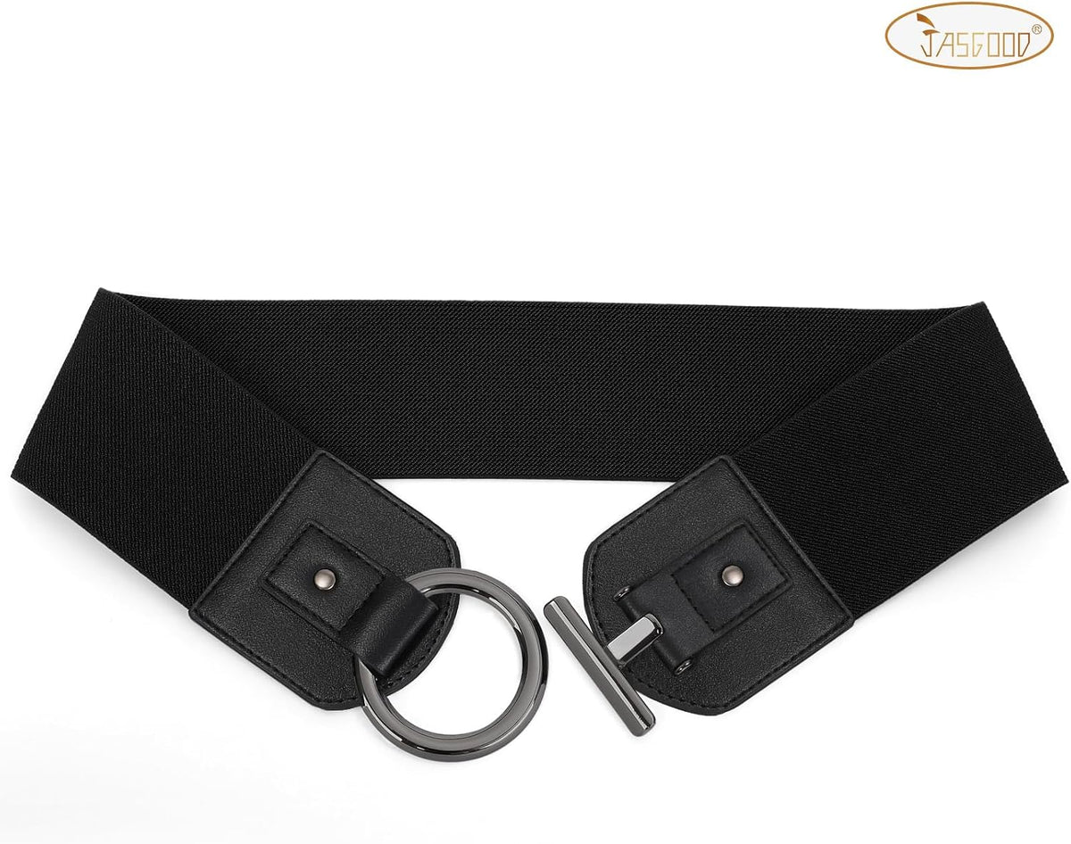 JASGOOD Women Wide Elastic Waist Belt Fashion Stretchy Dress Belt Fit Waist 35"-39"