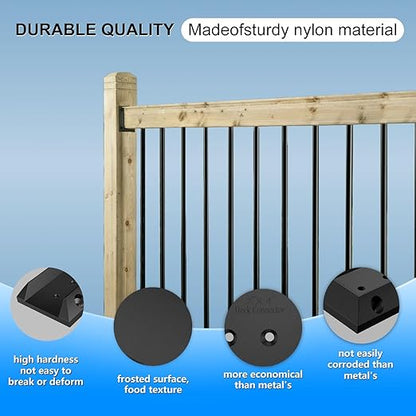 30pcs Deck Railing Bracket Connectors, 2x4 (1.5"x3.5") Brackets for Railing Wood Lumber Post, Sturdy Nylon Deck Rail Brackets with 210pcs Screws for Wooden Stair Fence Railings Handrail DC03