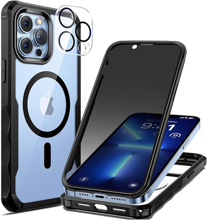 seacosmo Magnetic Case for iPhone 13 Pro, Privacy Screen Protector and Camera Lens Protector, [Military Grade][Full Body Protection], for iPhone 13 Pro Anti-Peep Case, Blue