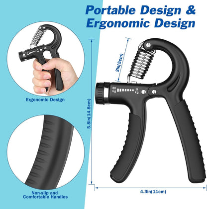 AIXPI Grip Strength Trainer, Hand Grip Exerciser Strengthener with Adjustable Resistance 11-132 Lbs (5-60kg), Forearm Strengthener, Hand Exerciser for Muscle Building and Injury Recover 1 PACK (Has Cosmetic Defects)