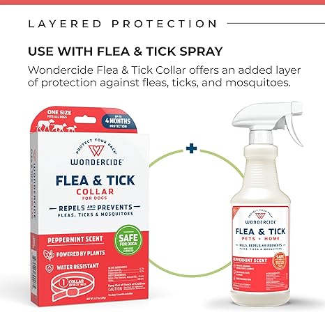 Wondercide Dog Collar - Flea, Tick, and Mosquito Repellent for Dogs - with Natural Essential Oils - Up to 4 Months Protection - Small Medium