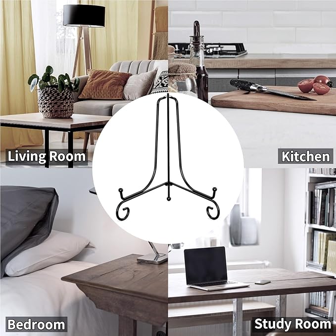 Kruodop 2pcs Pack Plate Stands for Display, 4 Inch Plate Holder Display Stand, Metal Frame Holder Stands for Book, Pictures, Photo Easel, Tabletop Art