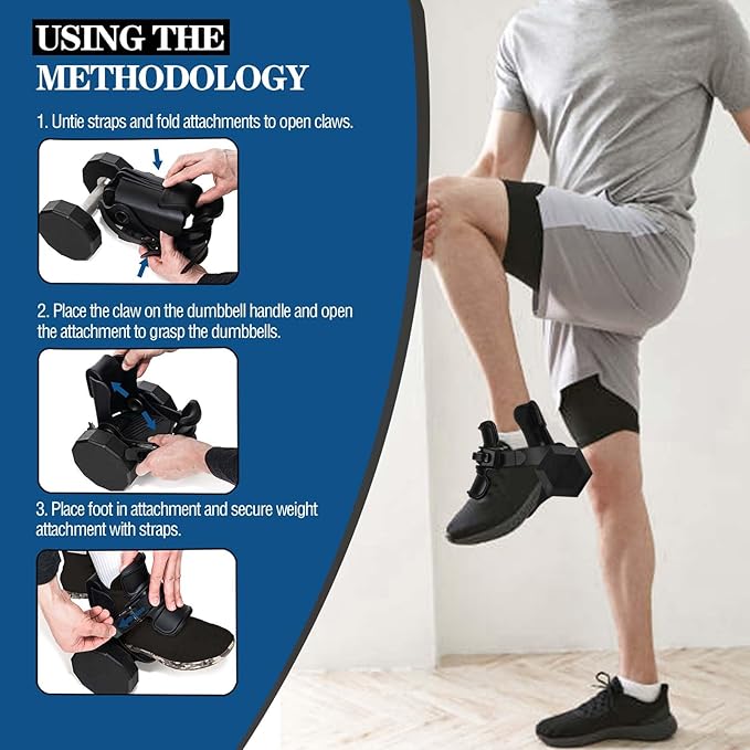 Foot Dumbbell Attachment, Dumbbell Weights for Legs Holder, Weight Training for Legs, AdjustableiC1-120 lbs, LegCoreAll Around Workout, LeftRight Foot