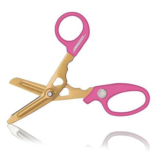 Hummingbird 4-in-1 Medical Scissors - Trauma Shears with Badge Reel for Nurses, Students, Respiratory Therapists, Veterinarians, and Medical Professionals (Pink)