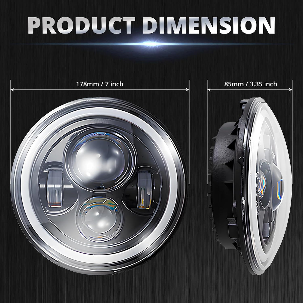 Round 4LED 7 Inch Lamps Head 12V-36V Lantern Hight/Low Beam Angle Eyes Wrangler 45W Accessoire Voiture Driving Car Fog Work Light Motorcycle LED White