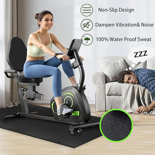 Jakarl Bike Mat Compatible with Treadmill  Elliptical Machine, 6mm Thick, Protects Hardwood Floor  Carpet, Black Trainer Mat for Exercise Equipment (30" x 60")
