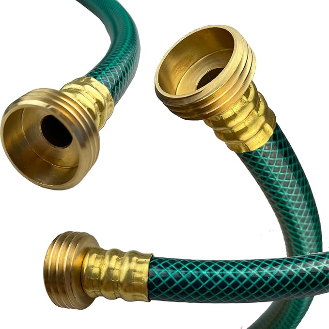 PVC Garden Hose 12 Inch Green Heavy Duty Water Hose with Solid Brass Fittings,No Leaking, Flexible,for outdoors,Lawns,Patio (3 FT, Green, Brass Fittings)