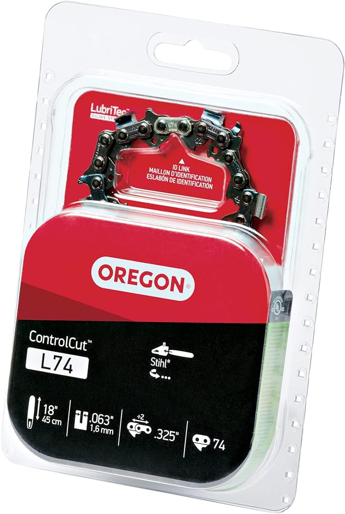 Oregon L74 ControlCut Replacement Chainsaw Chain for 18-Inch Guide Bar, 74 Drive Links, Pitch: .325", .063" Gauge, Fits Stihl Models with 18" bars and .325" Sprockets Gray