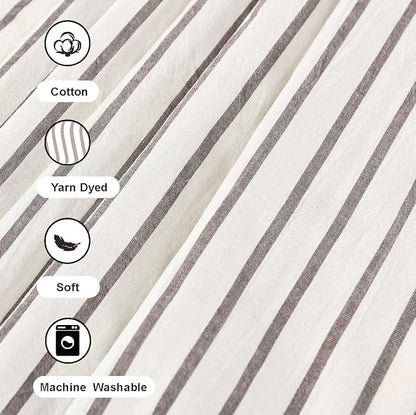 Farmhouse Shower Curtain,Beige and Brown Striped,Button Curtain,Spa Waffle and Cotton Woven Fabric,Rustic Charm Country Chic Style,72x72 in