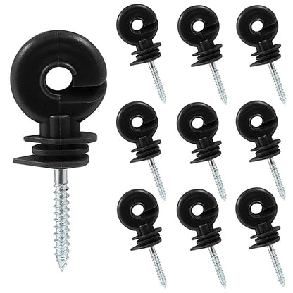 10Pcs Black Electric Fence Insulator, 91mm3.58 inch Screw-in Electric Fence Insulator Tool for Ranch Agricultural Fencing