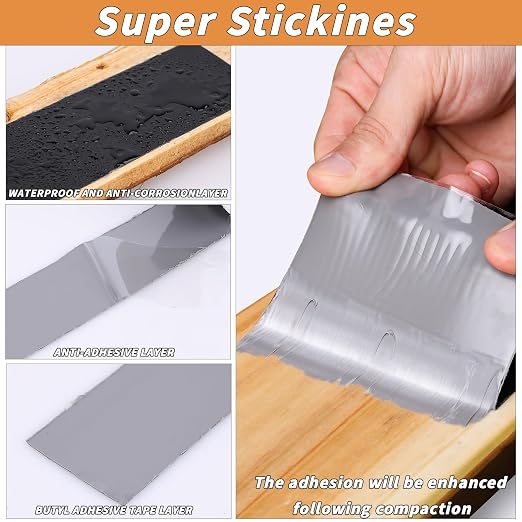 2 Rolls Butyl Joist Tape for decking, 6 Inch x 50 Feet Weatherproof Butyl Sealant Deck Tape Joist-Beam Deck Joist Tape Bulk for Wood Joists Decks Beams Roof