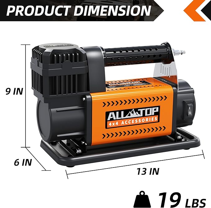 ALL-TOP Air Compressor with Digital Pressure Gauge Tire Inflator Kit, 12V Portable Inflator 7.06ft3Min, Offroad Air Pump for Truck Tires, Heavy Duty Max 150 PSI for 4x4 Vehicle  RV